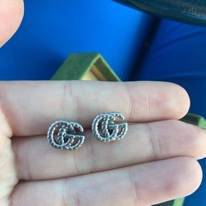 Gucci double g silver earrings studs
